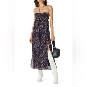 IRO Somov Paisley Lurex Jacquard Halter Midi Dress Purple